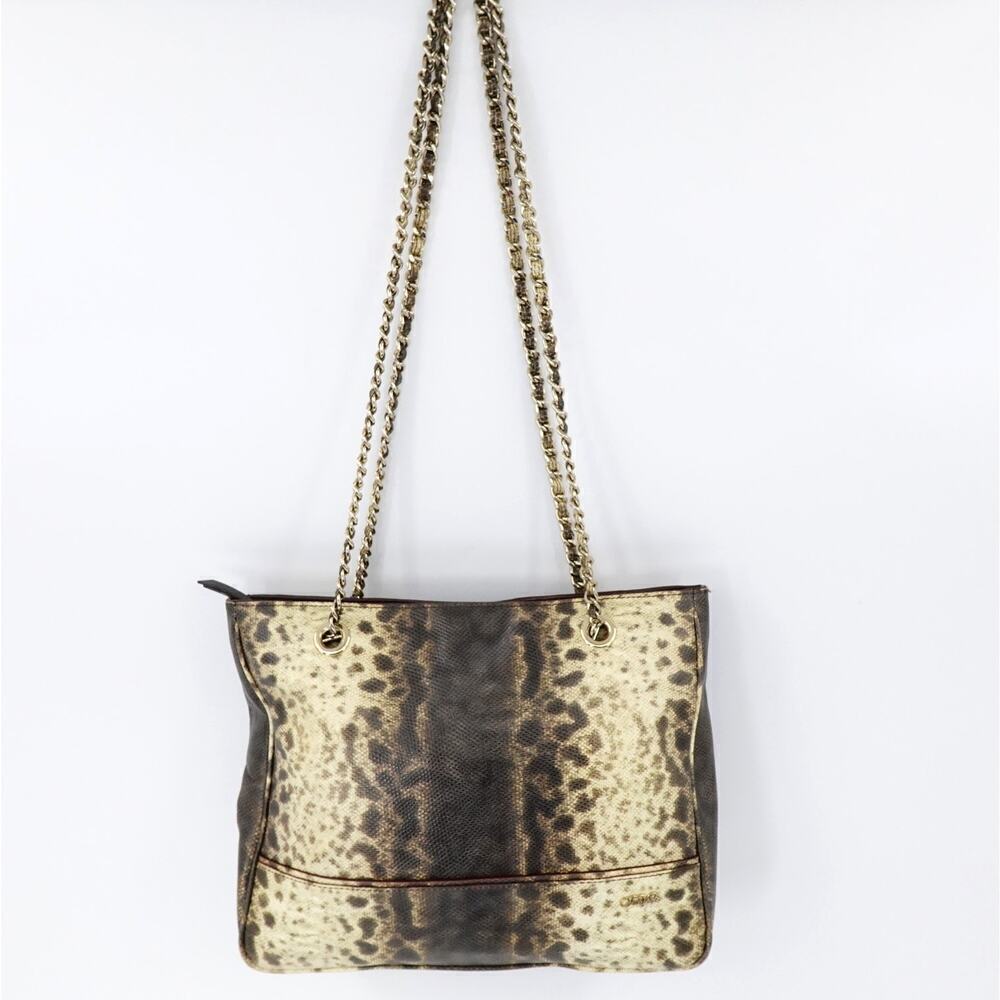 Tre Vero Karung Chain Shoulder Bag Womens Brown Animal Print 80s Retro - Picture 4 of 16